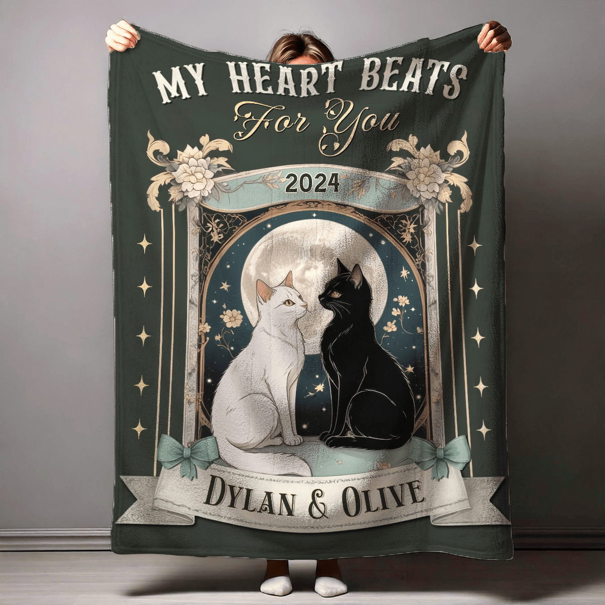 Personalized Witchy Cat Valentines Blanket Gifts For Couples Who Have Everything