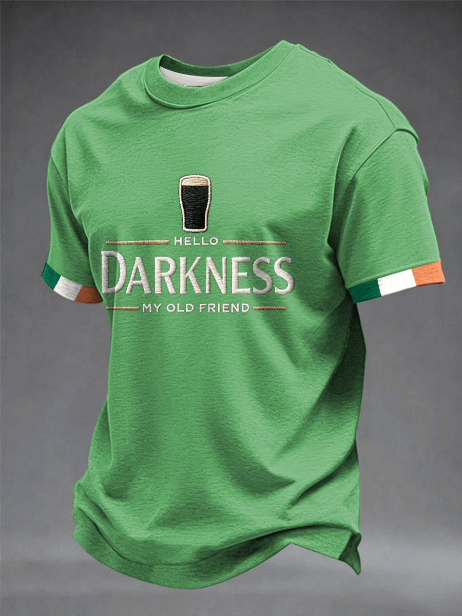 Hello Darkness My Old Friend T-Shirt Mens St Patricks Shirt Gifts For Ireland Father