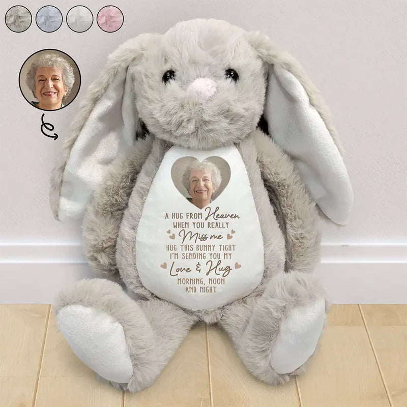 Custom Photo A Hug From Heaven - Personalized Soft Toy Bunny