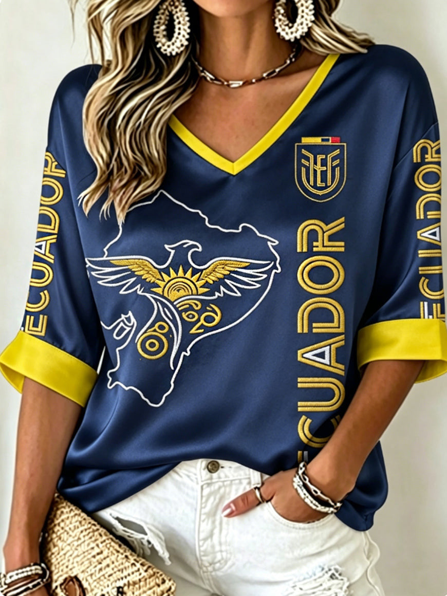 Ecuador FIFA World Cup 2026 V-Neck Long Sleeve Shirt World Cup 2026 Merch Clothing Idea