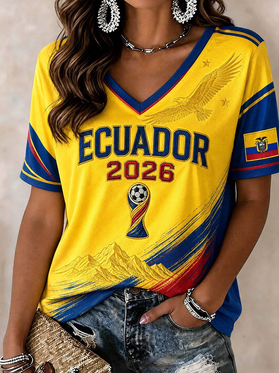 Ecuador FIFA World Cup 2026 V-Neck Shirt Ecuador National Football Team Attire Gift Idea