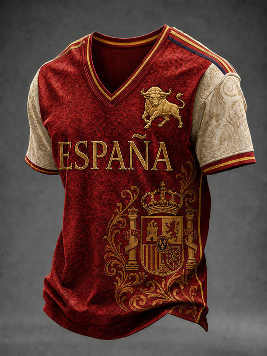 Spain FIFA World Cup 2026 V-Neck Shirt Game Day Outfits Spain Football Fan Gear Gift For Men