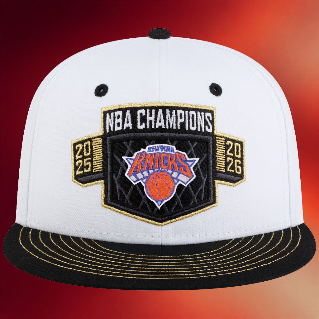 New York Knicks Championship Snapback Hat Locker Room NY Knicks 2026 Finals Champions Merch White