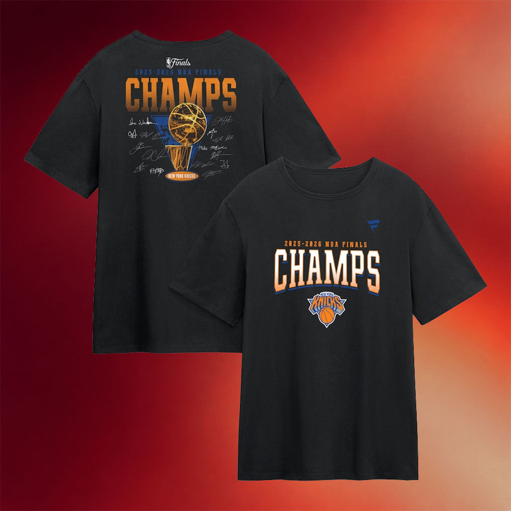 New York Knicks Champions Merch NY Knicks 2026 Finals Champions Roster Trophy T-Shirt Black Gift