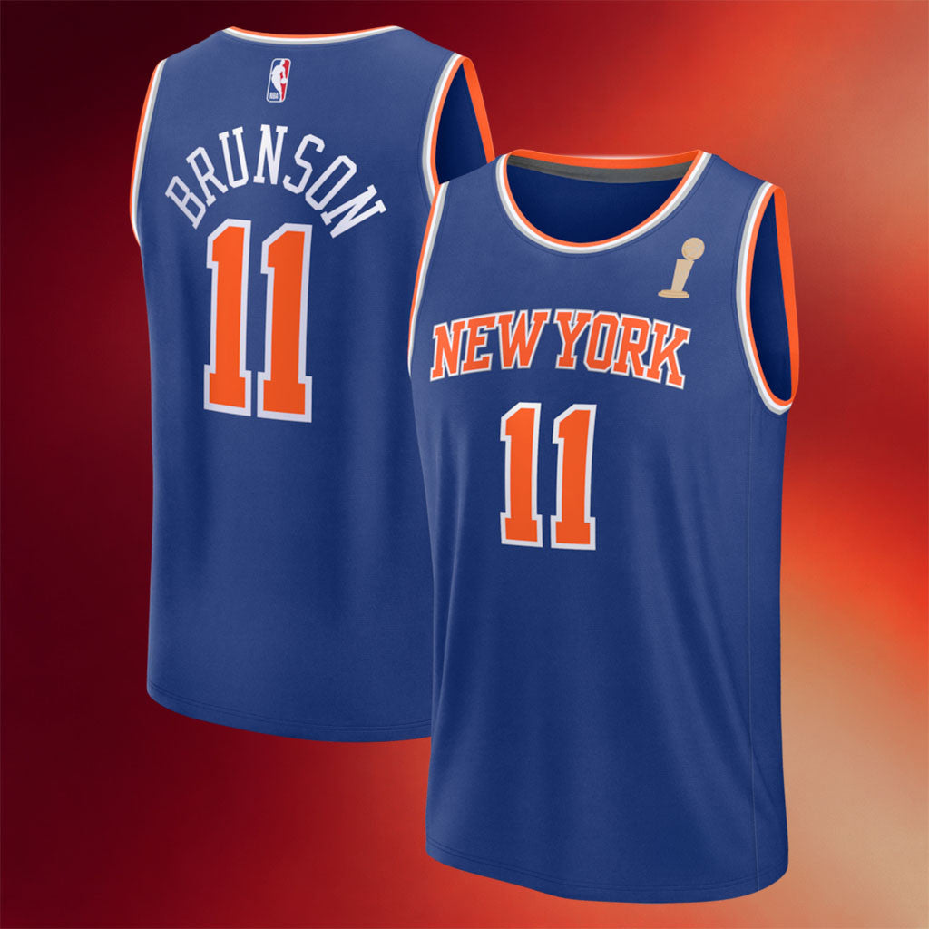 New York Knicks Champions Merch NY Knicks Jalen Brunson #11 2026 Finals Champions Jersey Blue