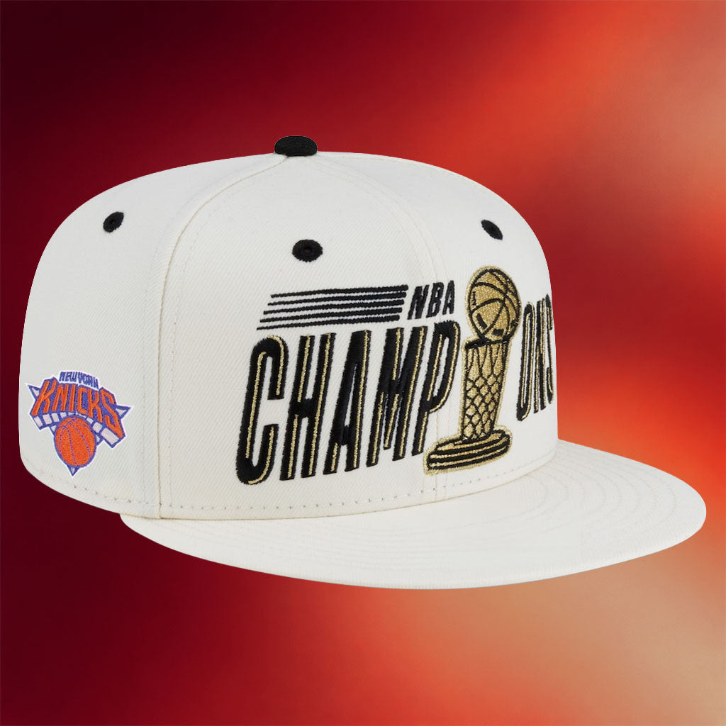 New York Knicks Champions Merch New York Knicks New Era 2026 Finals Champions Snapback Hat Embroidered