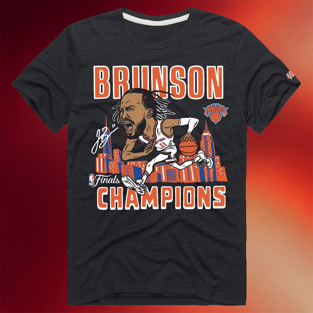 New York Knicks Championship Shirt 2026 Knicks Jalen Brunson Homage Finals Champions Signed T-Shirt