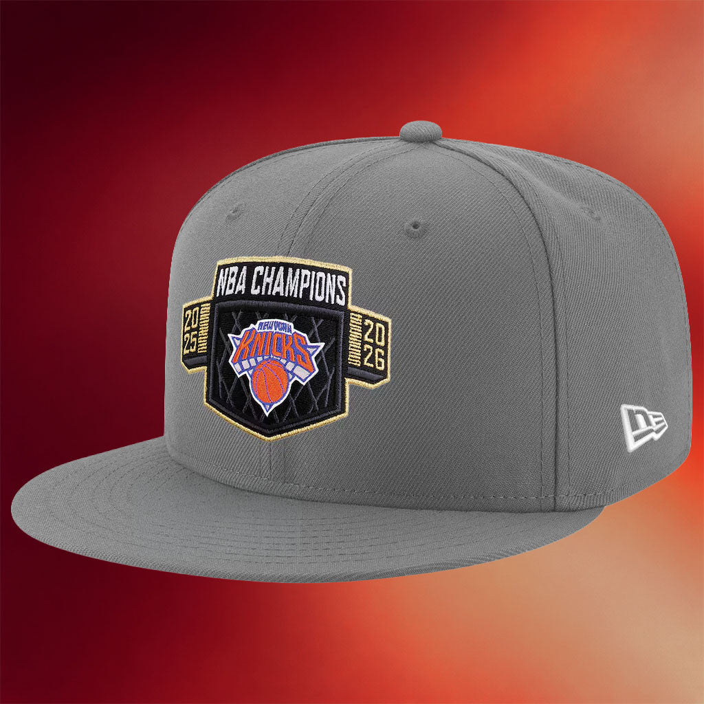 NY Knicks Champions Merch New York Knicks 2026 Finals Champions Locker Room Snapback Hat Gray