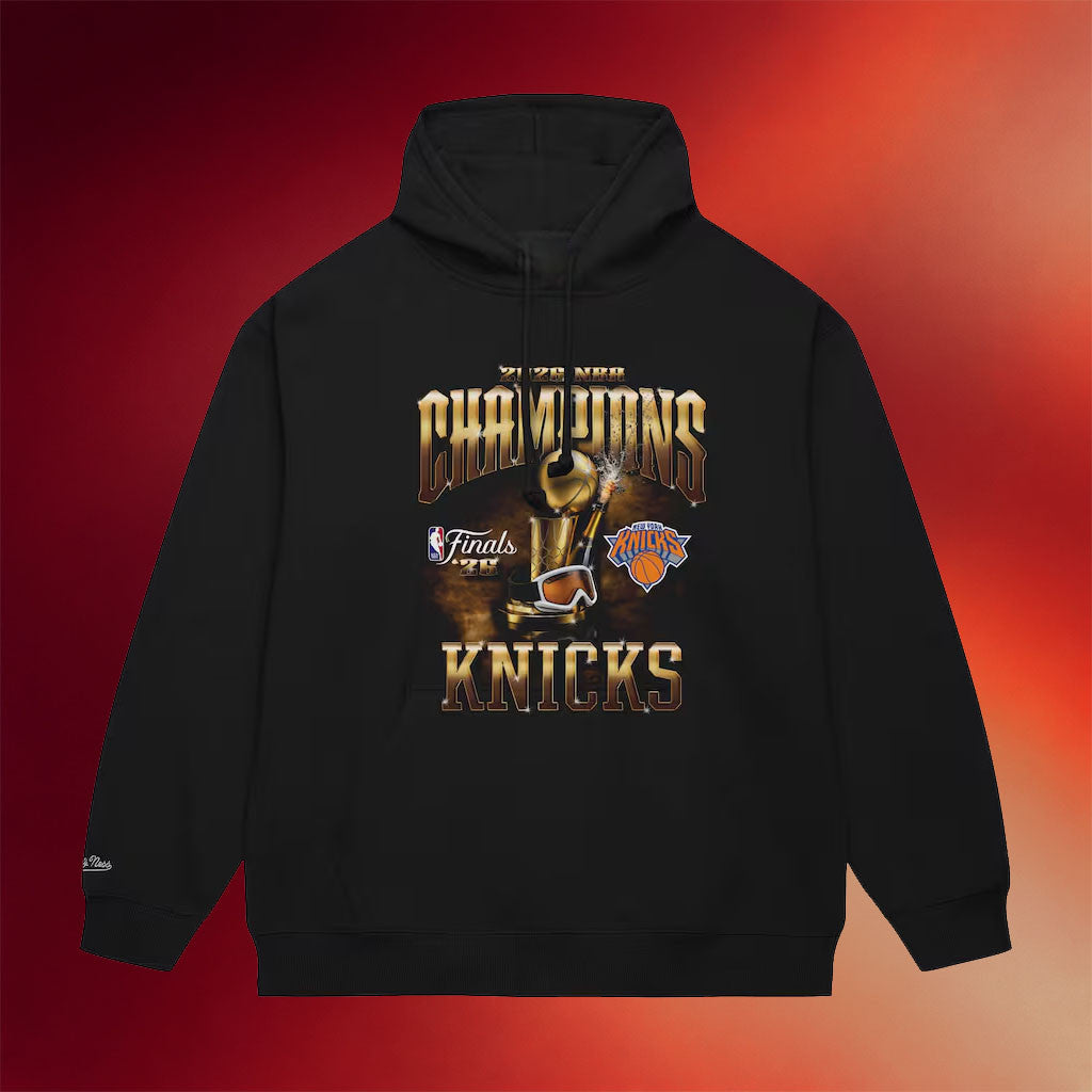 New York Knicks Champions Merch Knicks Mitchell And Ness 2026 Finals Champions Hoodie Black