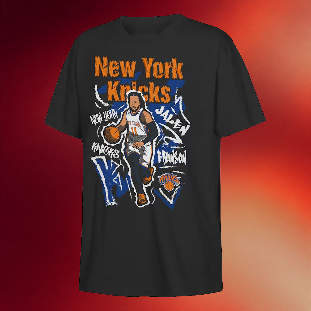 Jalen Brunson Merch 2026 Jalen Brunson Chalked Up Player New York Knicks Champions Shirt Black