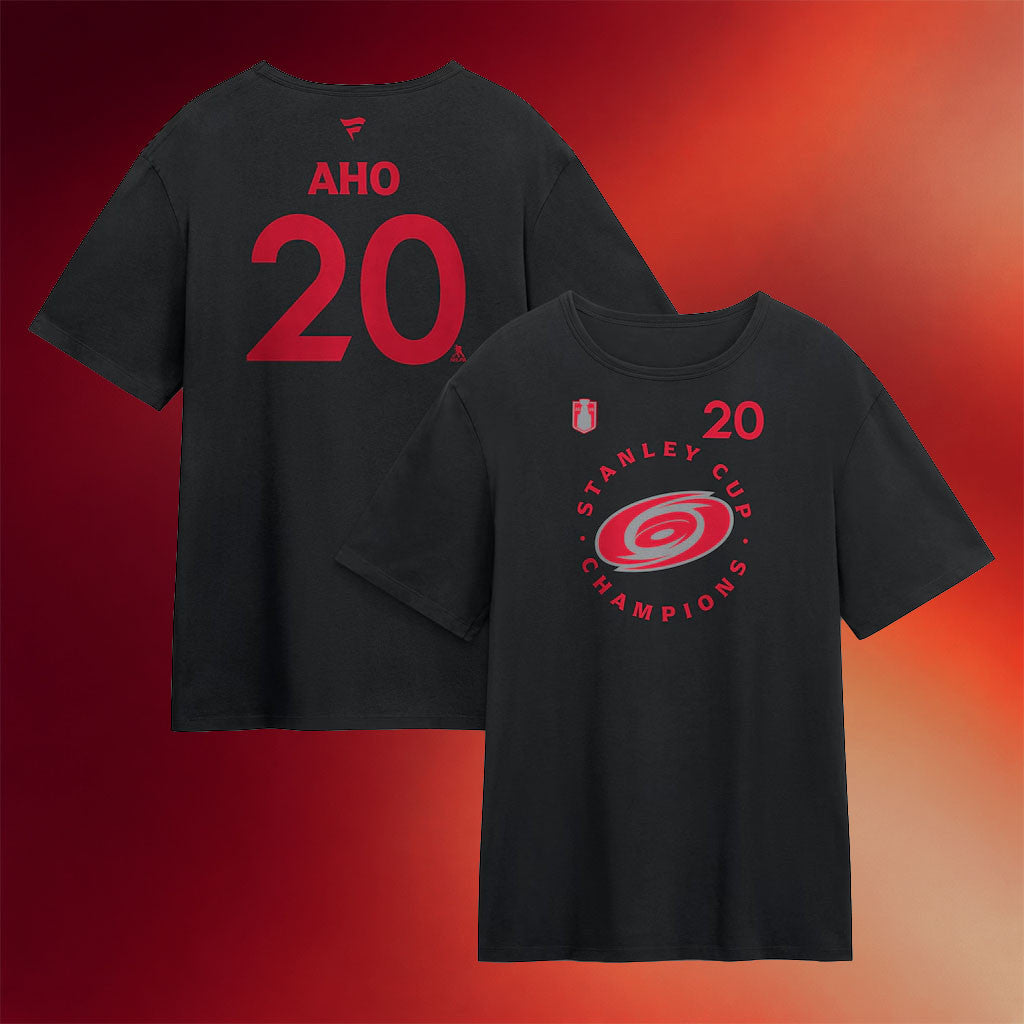 Carolina Hurricanes Champions Merch 2026 Sebastian Aho #20 Canes Stanley Cup Champions T-Shirt