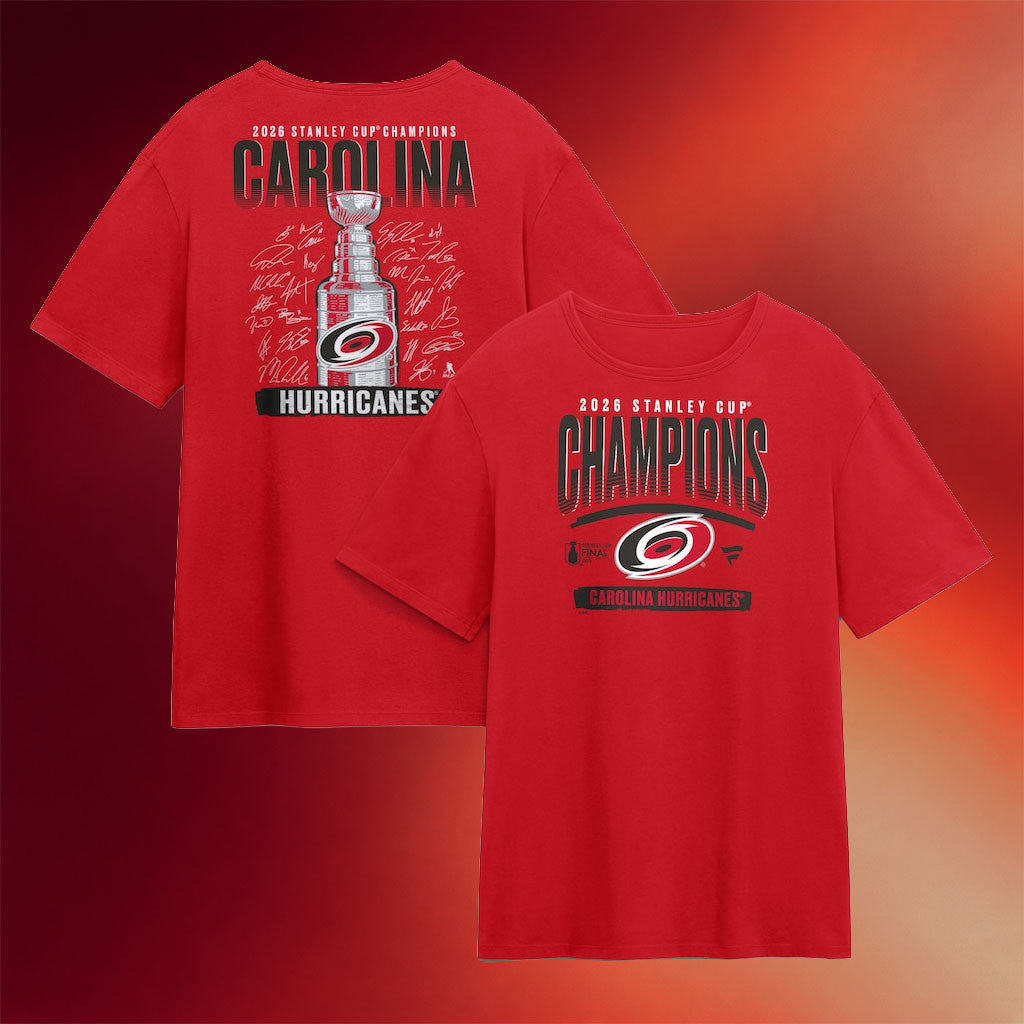 Carolina Hurricanes Champions Merch 2026 Canes Stanley Cup Champions Signature Roster T-Shirt
