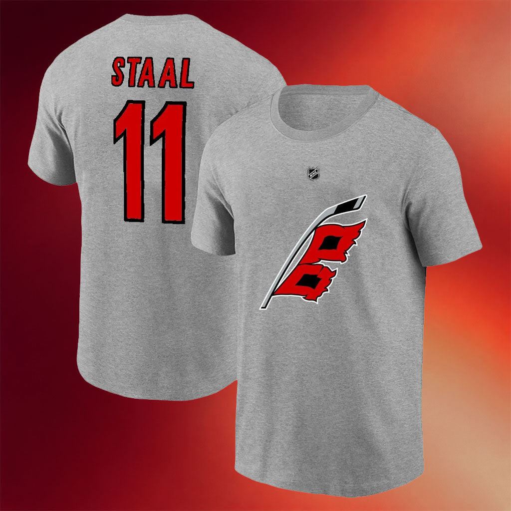 Jordan Staal Merch 2026 Jordan Staal #11 Carolina Hurricanes Team T-Shirt Canes Champions Merch