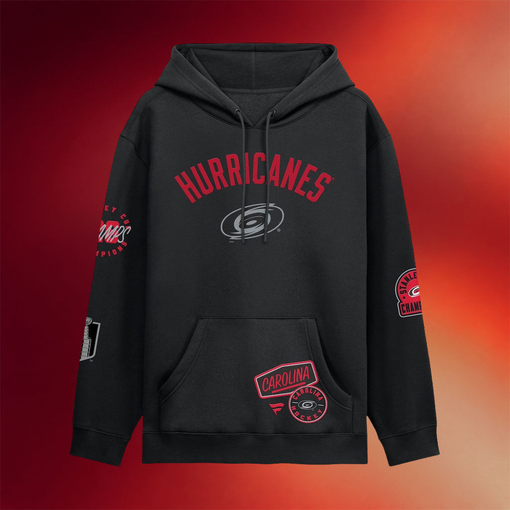 Carolina Hurricanes Champions Merch Hurricanes 2026 Stanley Cup Champions Patches Hoodie Black