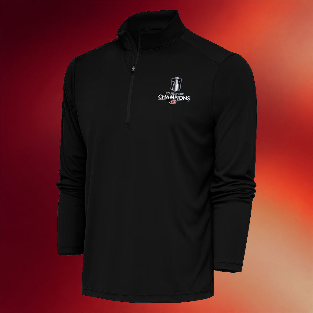 Carolina Hurricanes Champions Merch 2026 Stanley Cup Champions Statement Quarter Zip Shirt Black