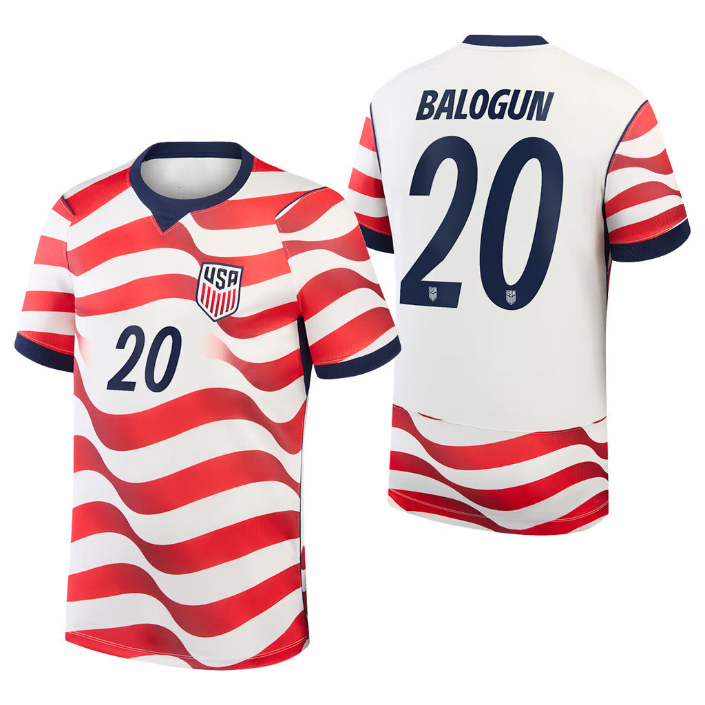 USMNT World Cup 2026 Merch #20 Folarin Balogun USMNT 2026 Stadium Home Jersey Gifts For Fans