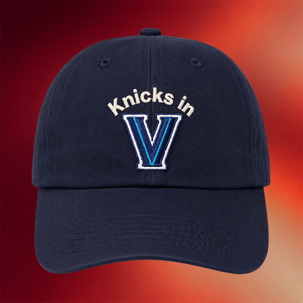 Villanova Knicks Hat 2026 Knicks In V Hat Embroidered New York Knicks Champions Merch Navy