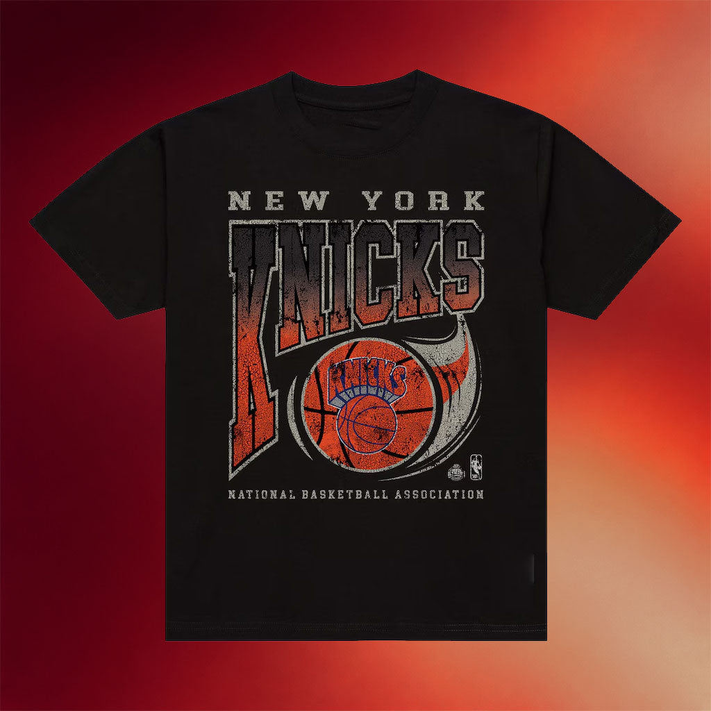 Mitchell And Ness NY Knicks Champions Merch 2026 New York Knicks Black Ball Out T-Shirt Gifts