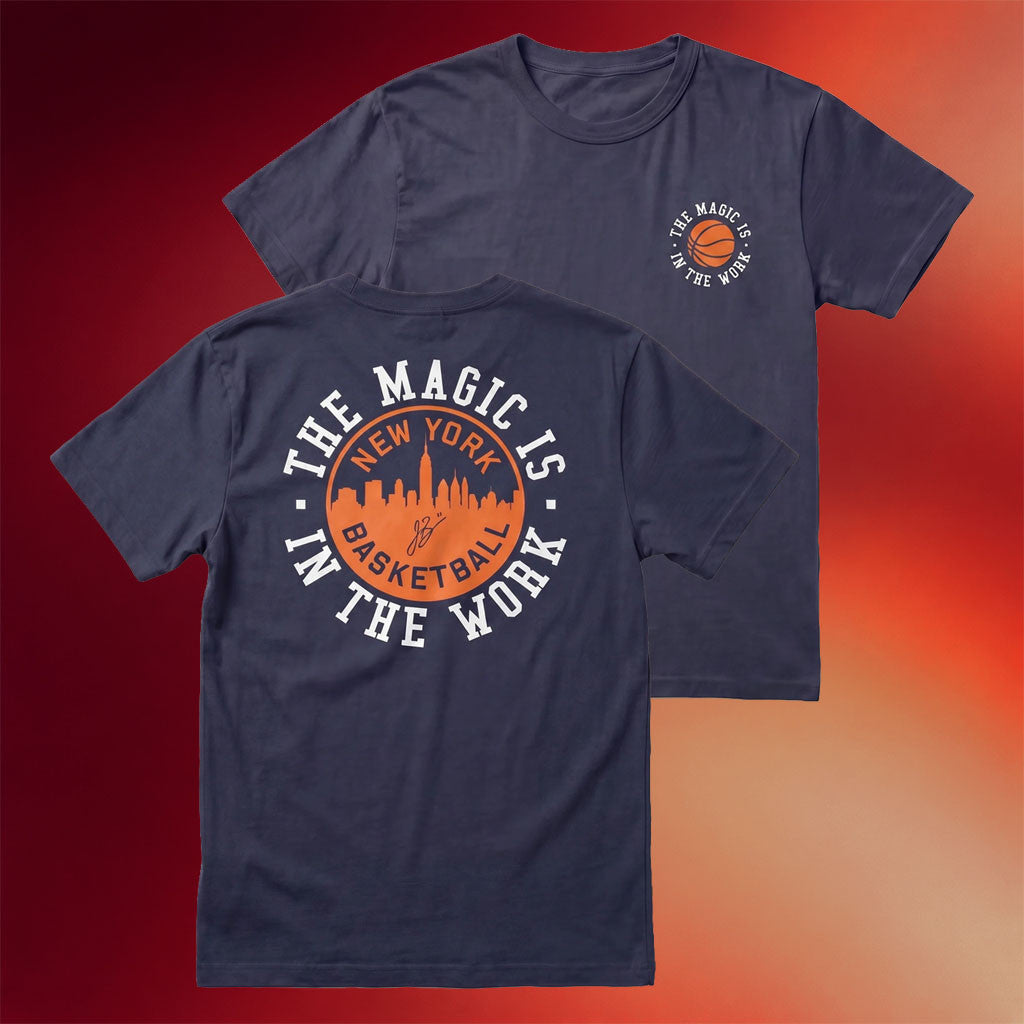 The Faherty X NY Knicks Merch 2026 Jalen Brunson The Magic Is In The Work T-Shirt Knicks Champs