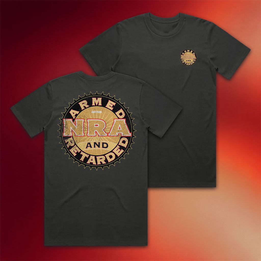 Dirty Kid Merch 2026 NRGay T-Shirt Armed And Retarded Shirt Cool Gifts For Dad