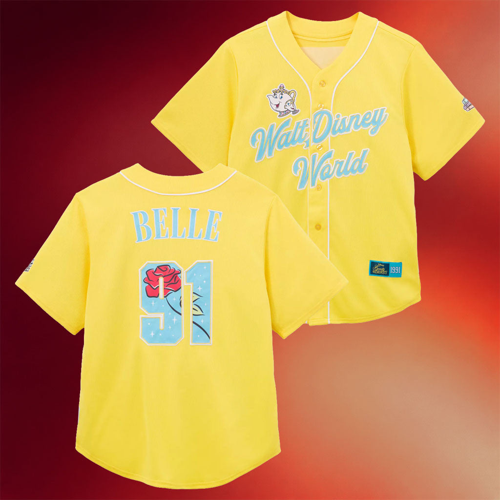 Belle Baseball Jersey For Adults Beauty and The Beast Apparel Walt D World Merch