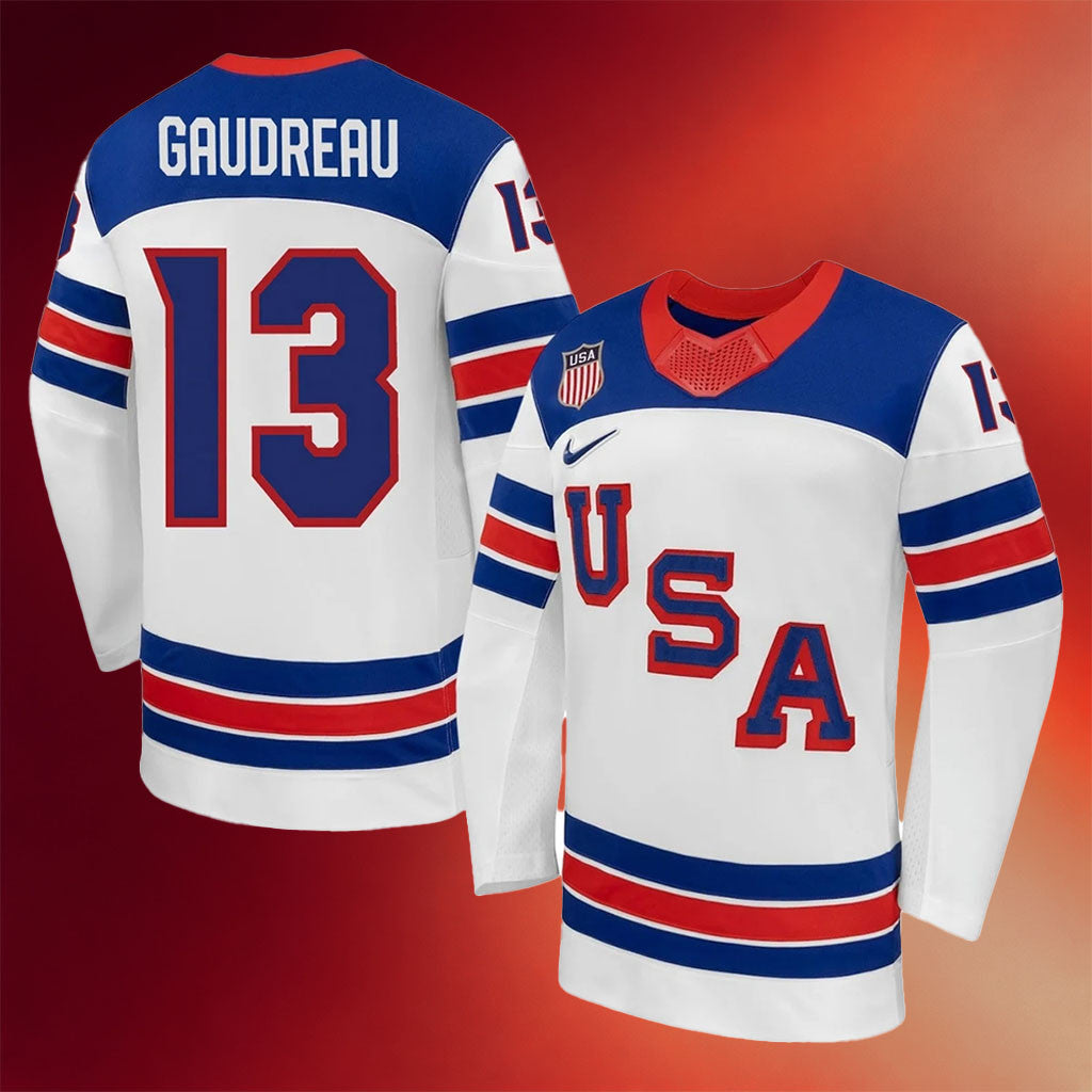 Johnny Gaudreau Team USA Print Hockey Jersey Winter Olympics 2026 Milano Cortina Apparel