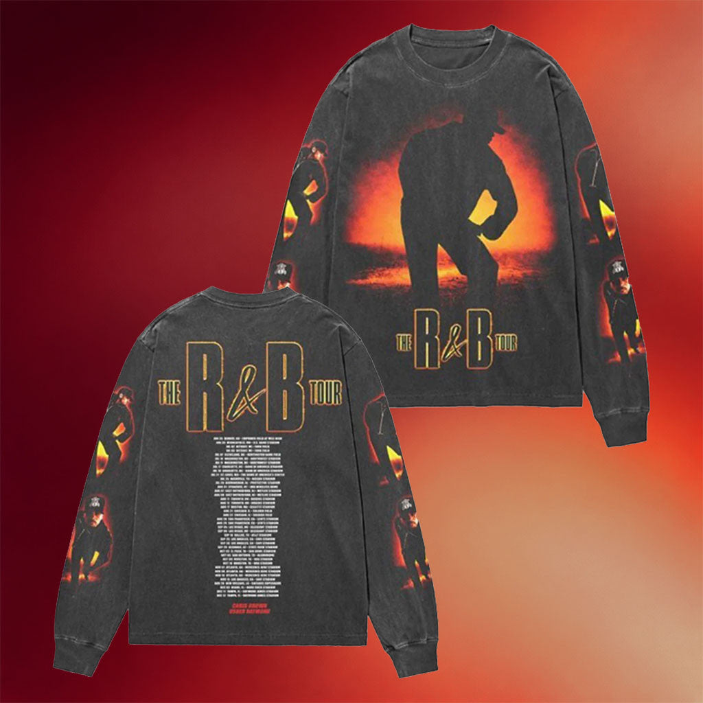 R&B Merch 2026 Chris Brown R&B Tour Flame Long Sleeve Shirt Music Related Gifts For Guys