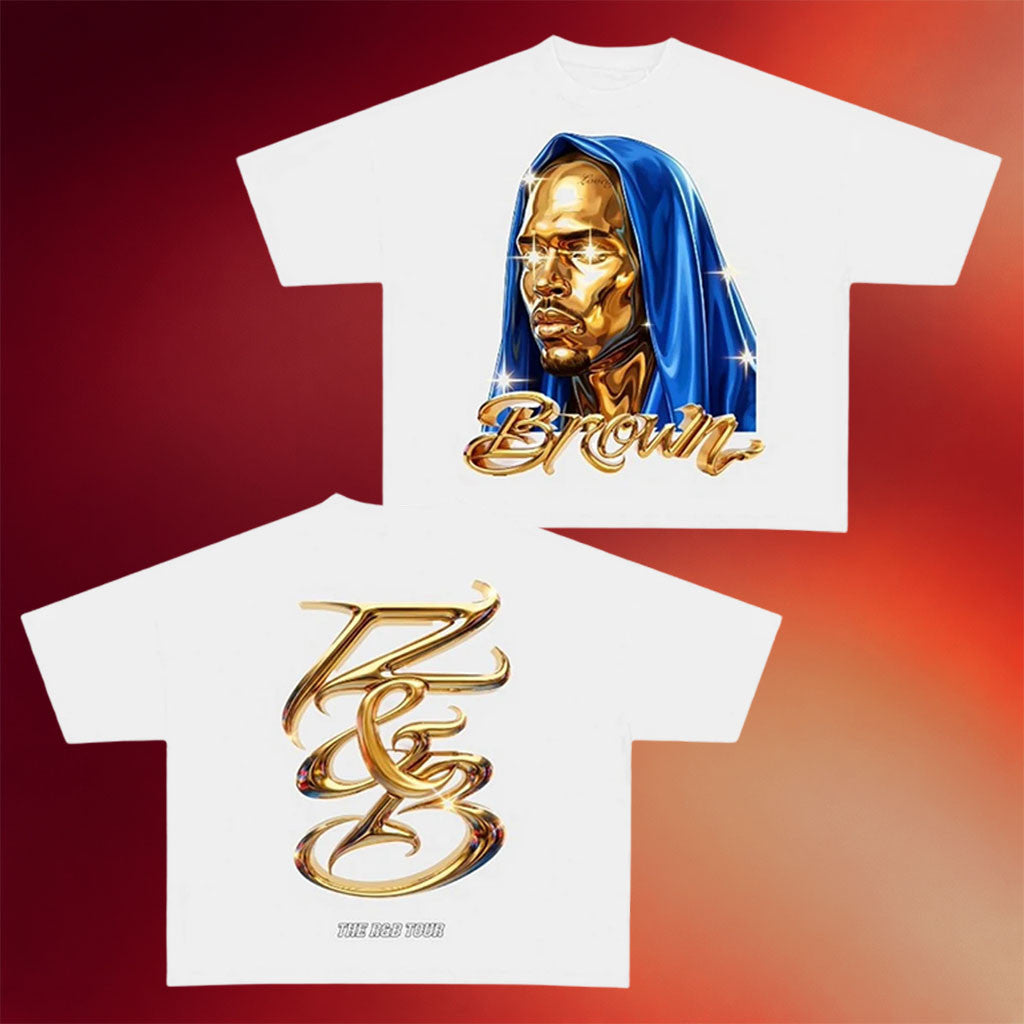 R&B Merch 2026 Chris Brown R&B Tour White T-Shirt Chris Brown And Usher Merch Fan Gifts