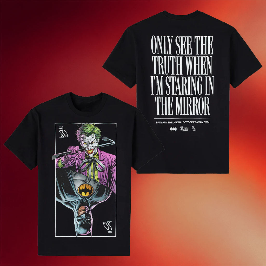 OVO Merch Batman X The Joker 2026 Batman The Joker Mirror T-Shirt Black Gifts For Friends