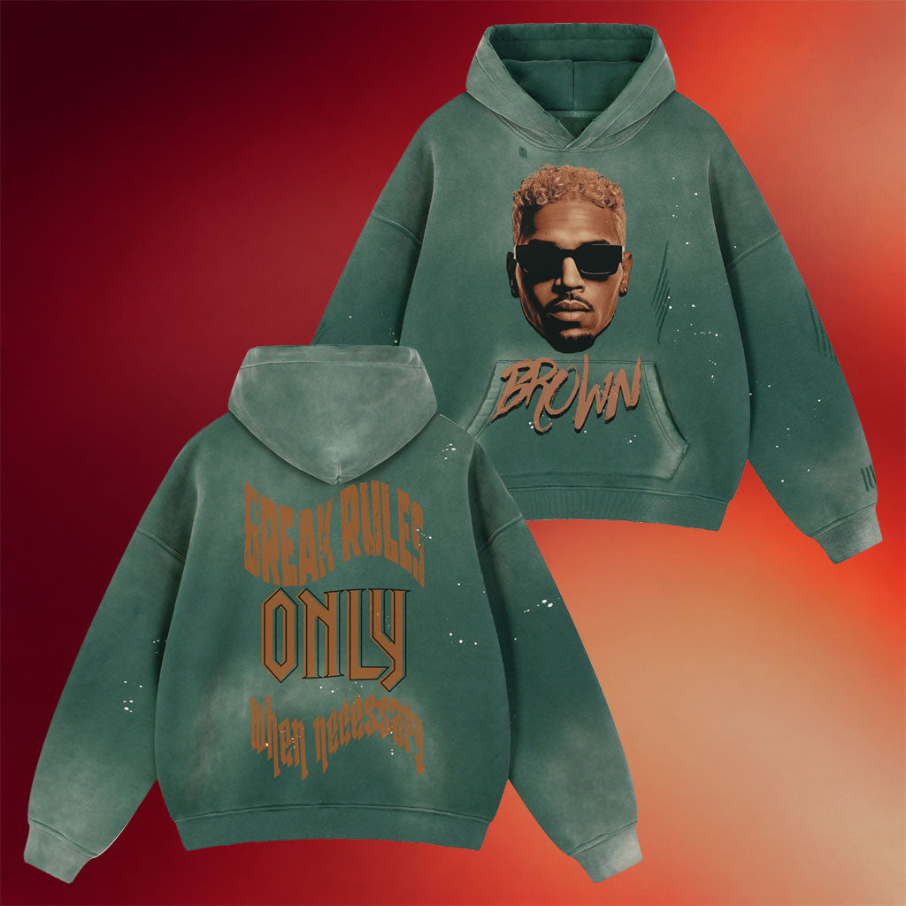 Chris Brown Merch 2026 BROWN Big Head Hoodie Break Rules Only When Necessary Hoodie Fan Gifts