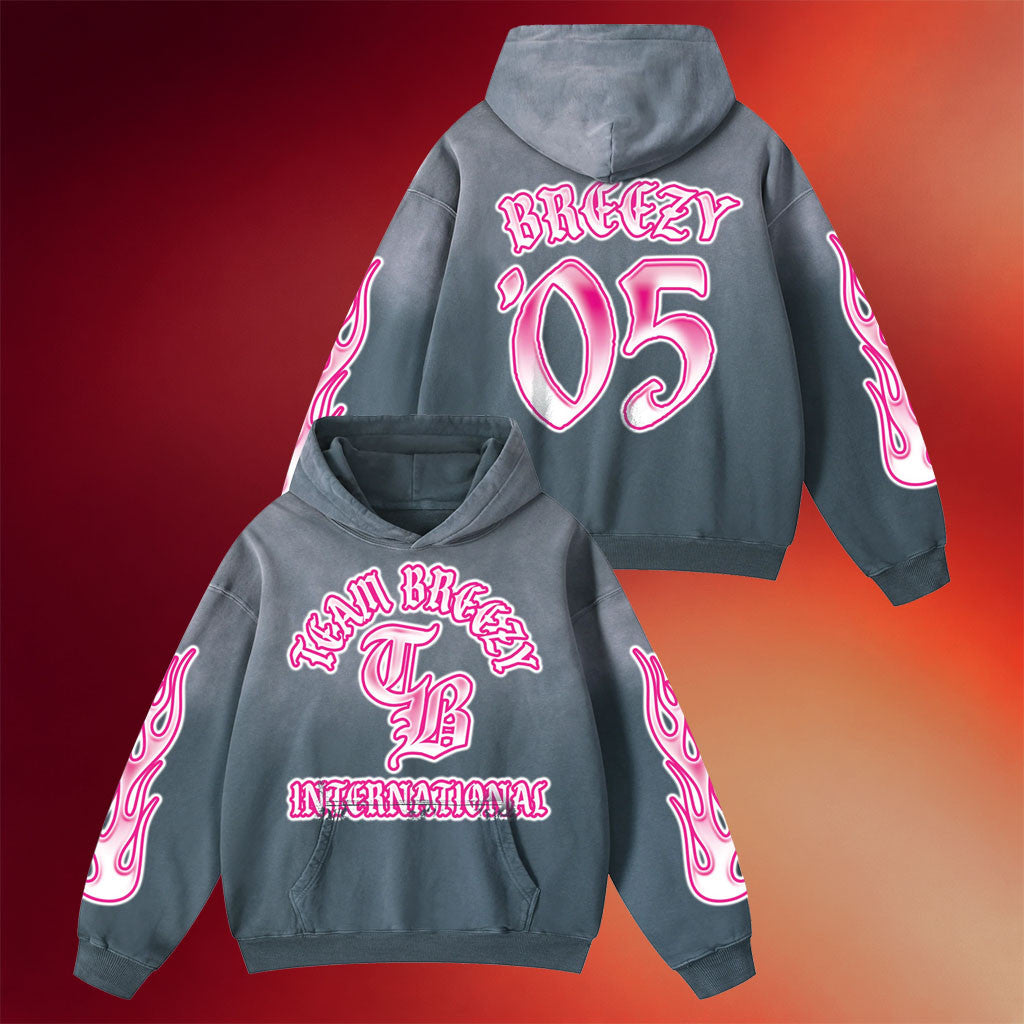 Chris Brown Merch Team Breezy International Blackletter Hoodie Gifts For Music Fans