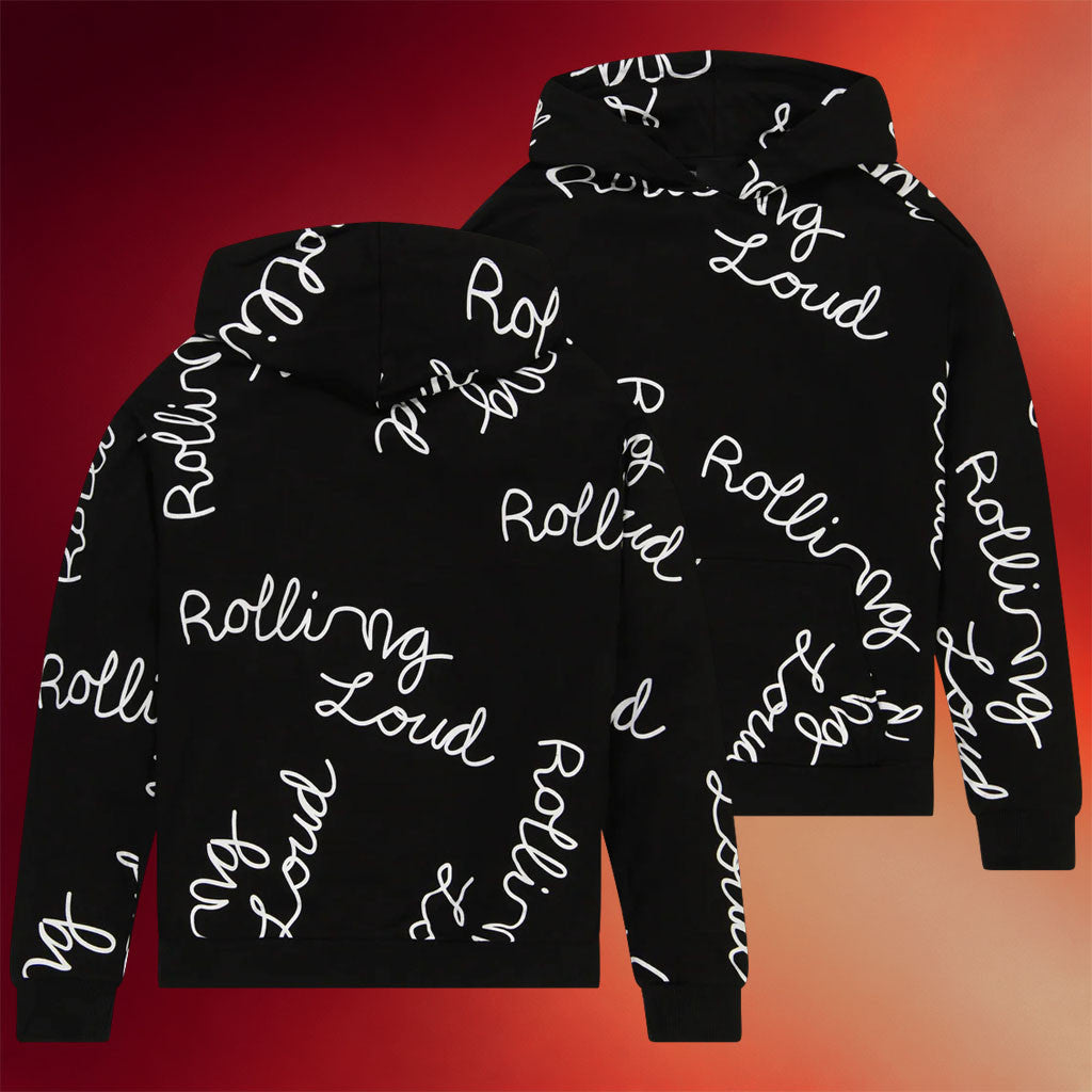 Rolling Loud Merch AOP Script Hoodie Black Best Gifts For Son