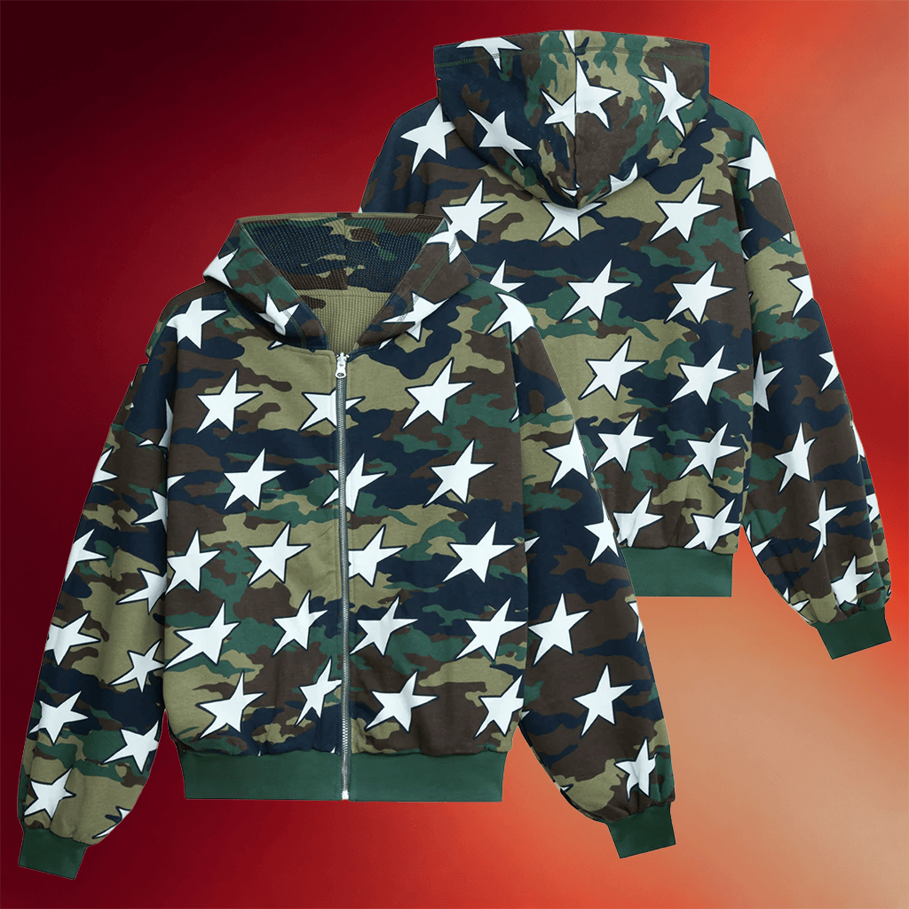 Twojeys Merch 2026 Stars Camo Zip Hoodie Unique Gifts For Friend Birthday