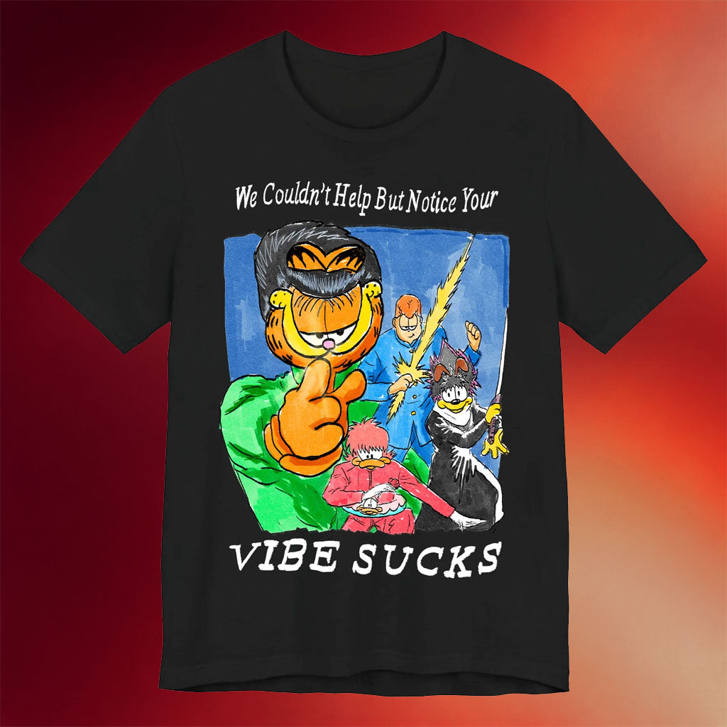 Justins Shirt Merch 2026 Your Vibe Sucks Black T-Shirt Good Gifts For Boyfriend