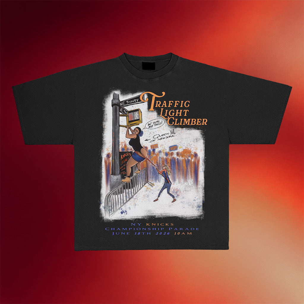 Redspunch Merch 2026 Traffic Light Climber T-Shirt NY Knicks Championship Parade Shirt Black