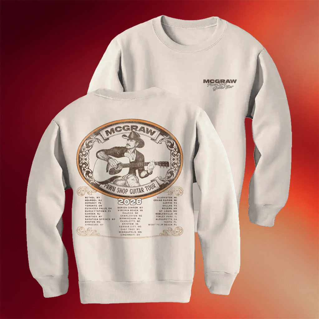 Tim McGraw Merch 2026 Pawn Shop Guitar Tour Dateback Crewneck Sweatshirt Gift For Music Lovers - Mouldking