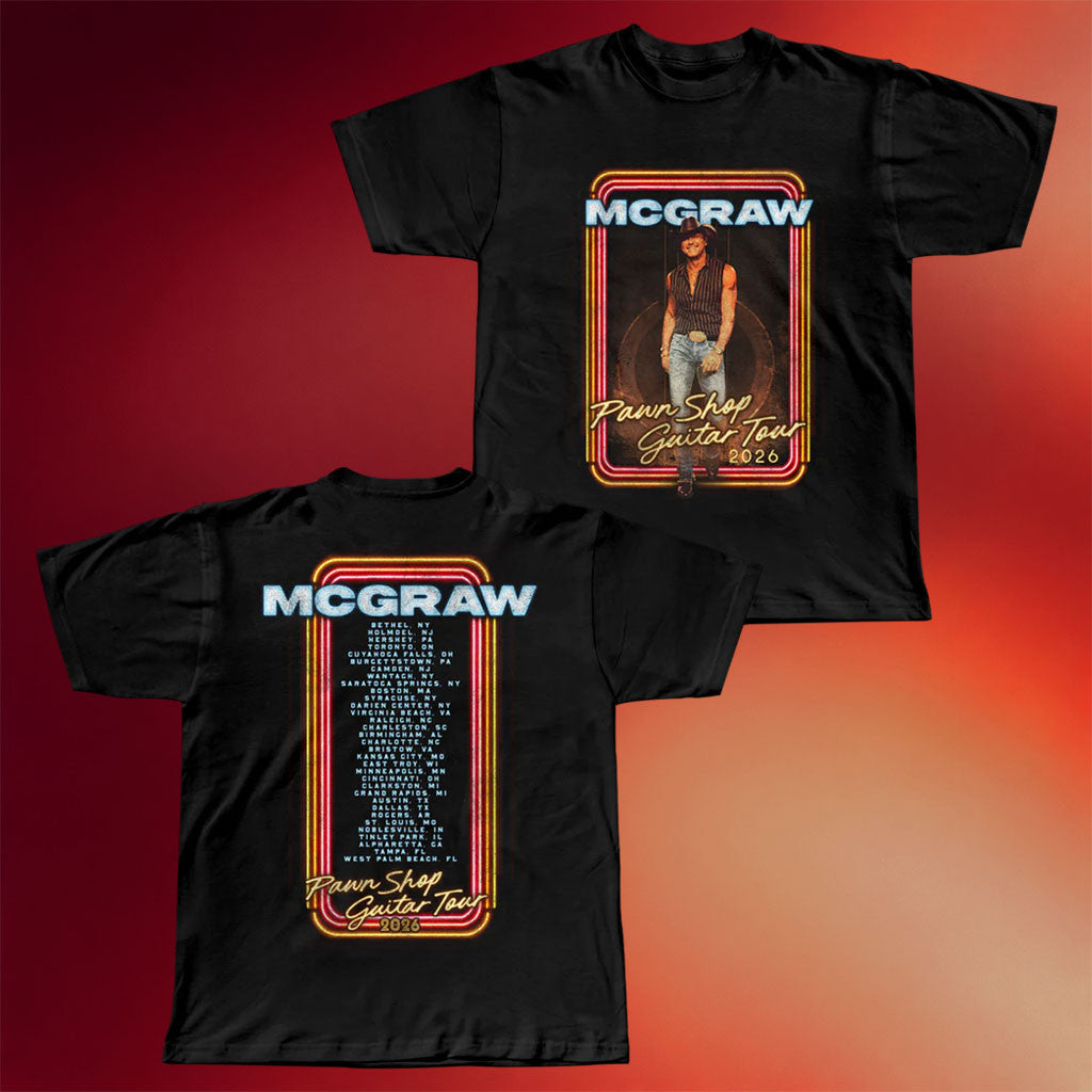 Tim McGraw Merch 2026 Pawn Shop Guitar Tour Black Dateback T-Shirt Gift For Country Fans - Mouldking