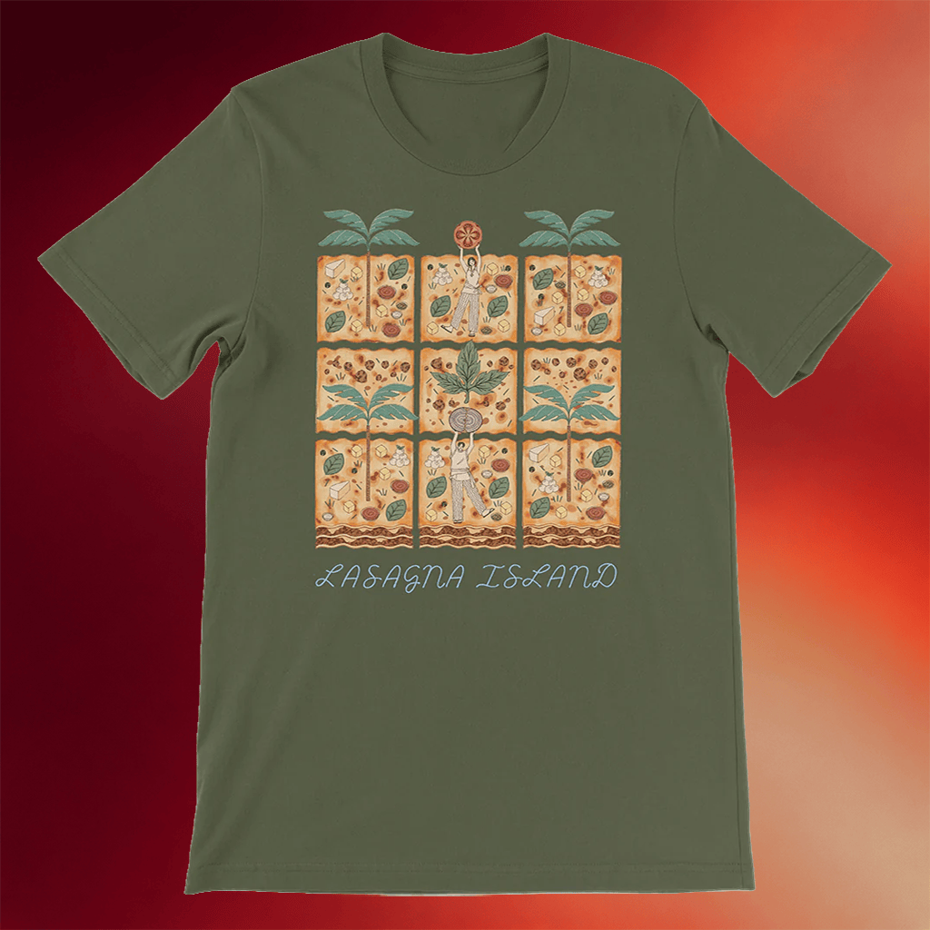 Try Guys Merch 2026 Lasagna Island T-Shirt Sarcastic Italian Food Tee Gift For Comedy Fans