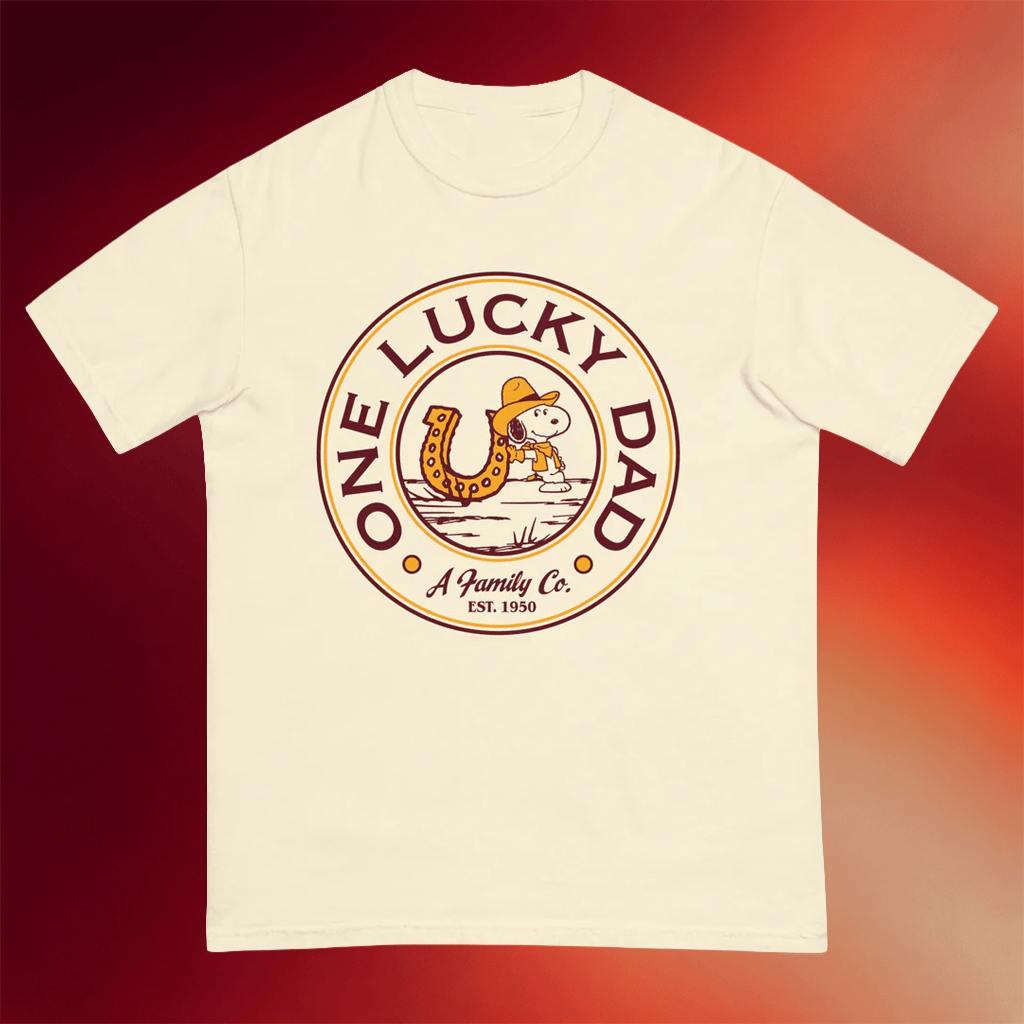 Peanuts Snoopy Merch 2026 One Lucky Dad T-Shirt Special Birthday Gifts For Dad