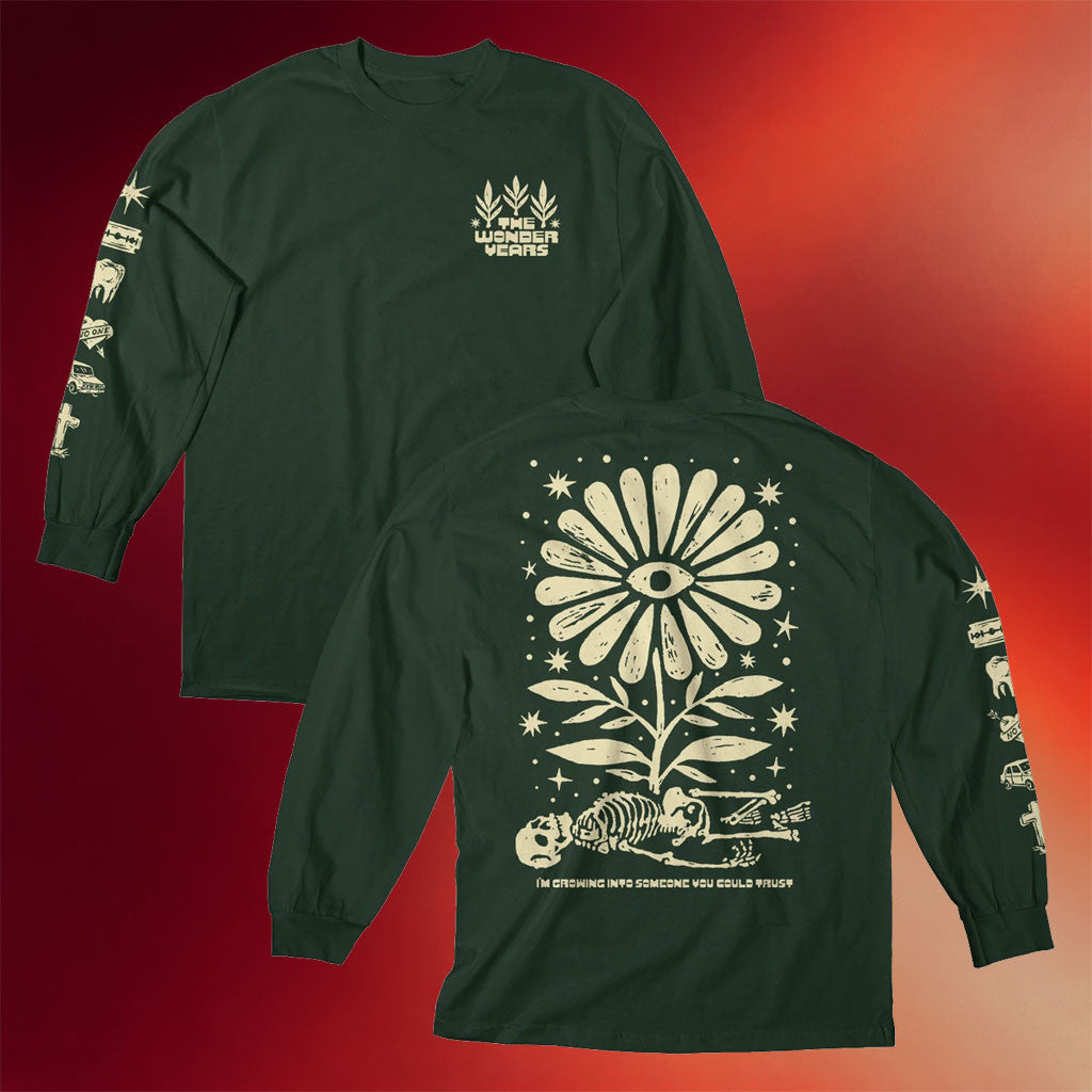 Loneliest Place On Earth Merch 2026 The Wonder Years Skeleton Flower Long Sleeve Shirt