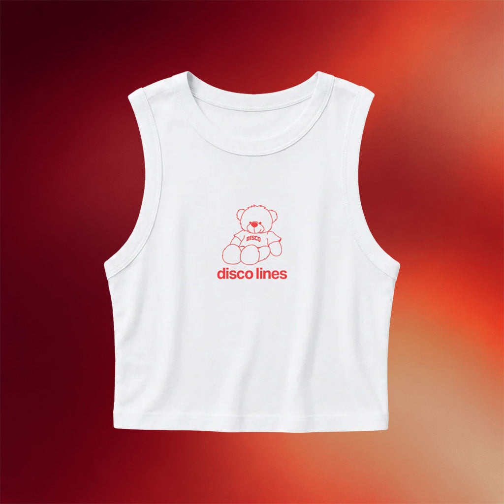 Disco Lines Merch 2026 Bear Tank Top White Best Gifts For Girlfriend