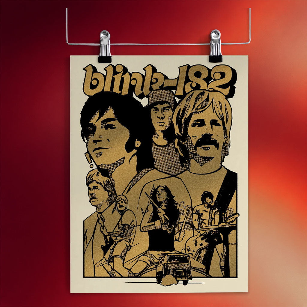 Blink 182 Merch 2026 First Date Band Practice Gold Poster Wall Art Decor Gifts For Rock Fans