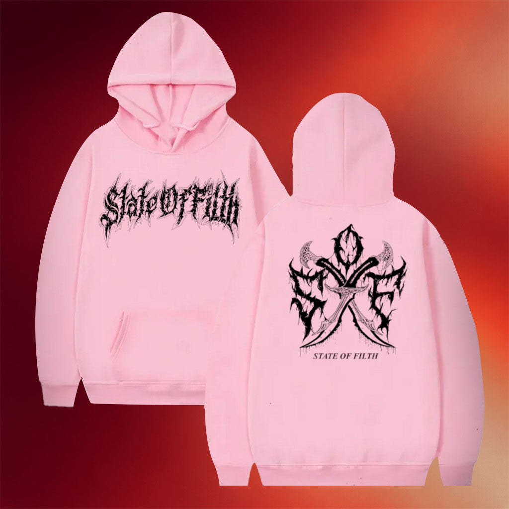 State Of Filth Merch Pink Mosh Hoodie State Of Filth Hoodie Gift Ideas For Her