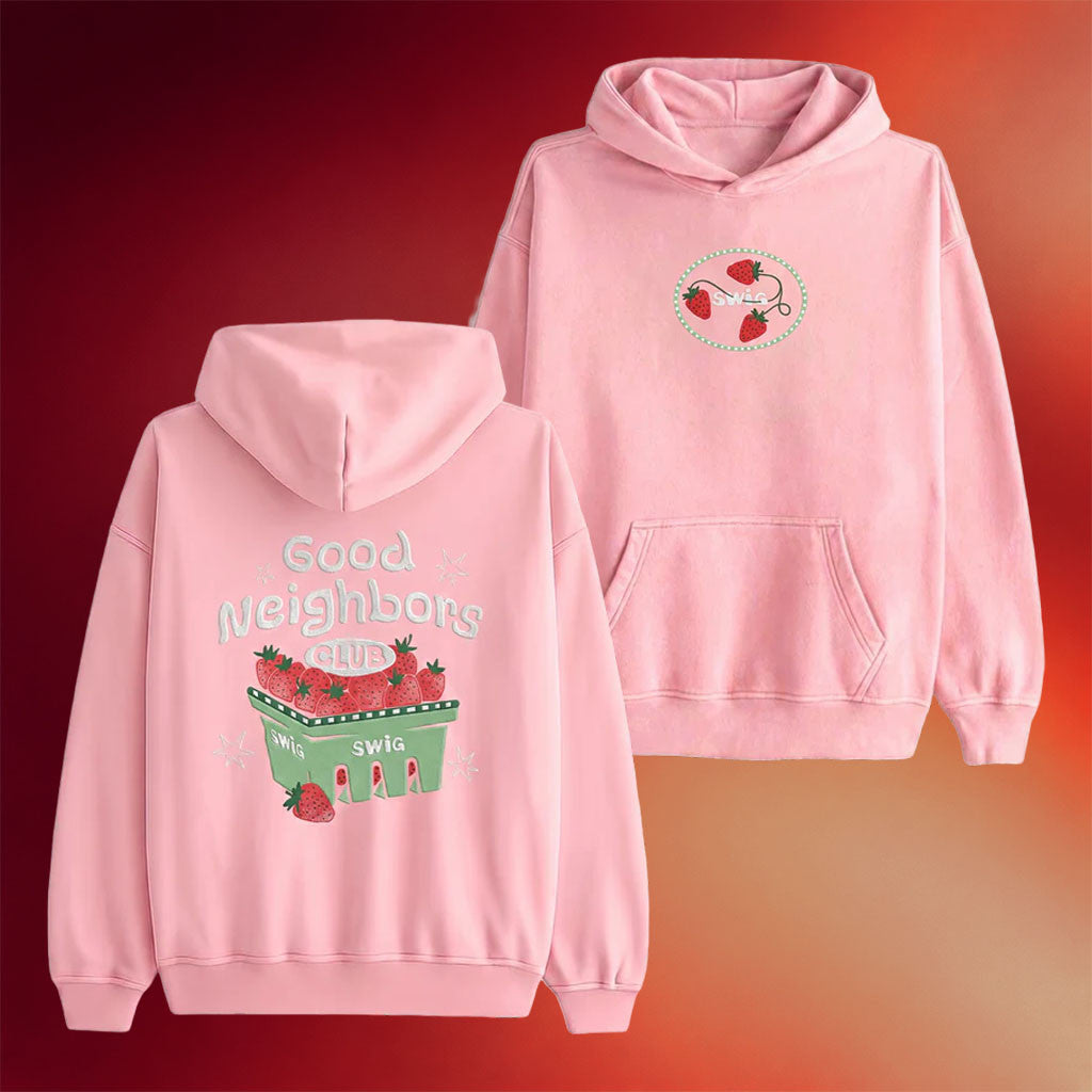 Swig Merch 2026 Good Neighbor's Club Hoodie Strawberry Hoodie Best Gifts For Sisters