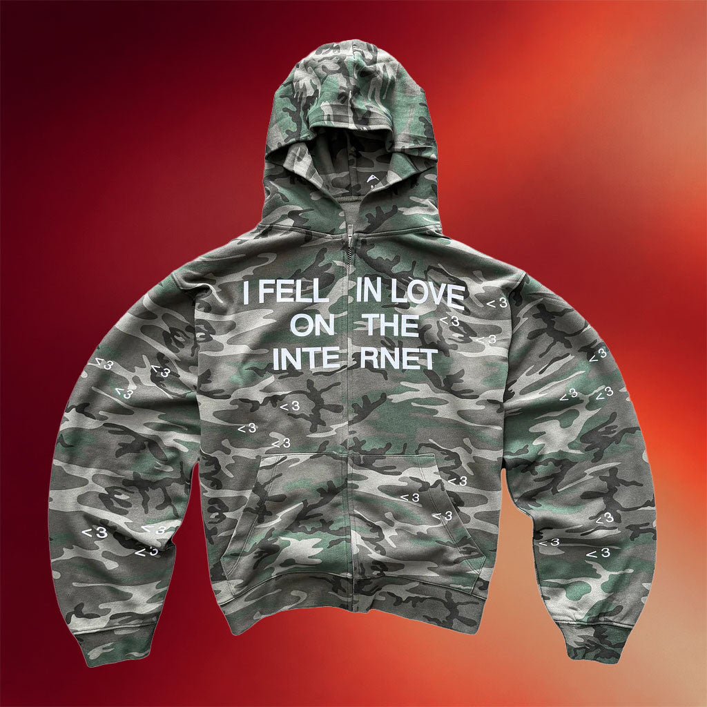 Artificial Fever Merch 2026 I Feel In Love On The Internet Camo Zip Hoodie Gifts For BFF