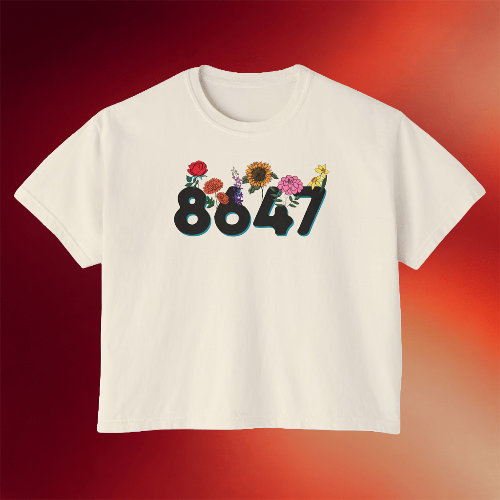 8647 Merch 8647 Floral Design Cropped Shirt Anti Trump Clothing Gifts For Sisters