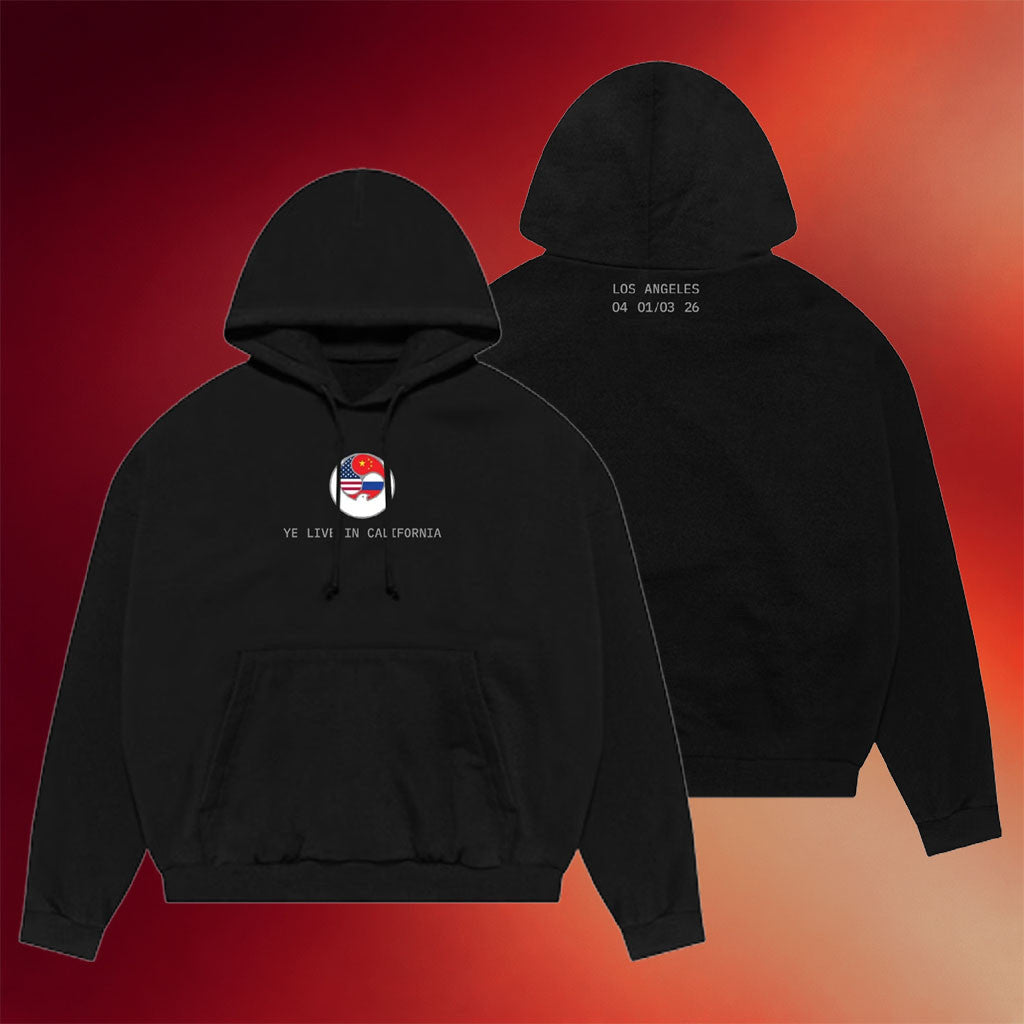 Ye Bully Merch Kanye West Live In California Flag Black Hoodie 2026 Kanye Tour Merch Fan Gifts