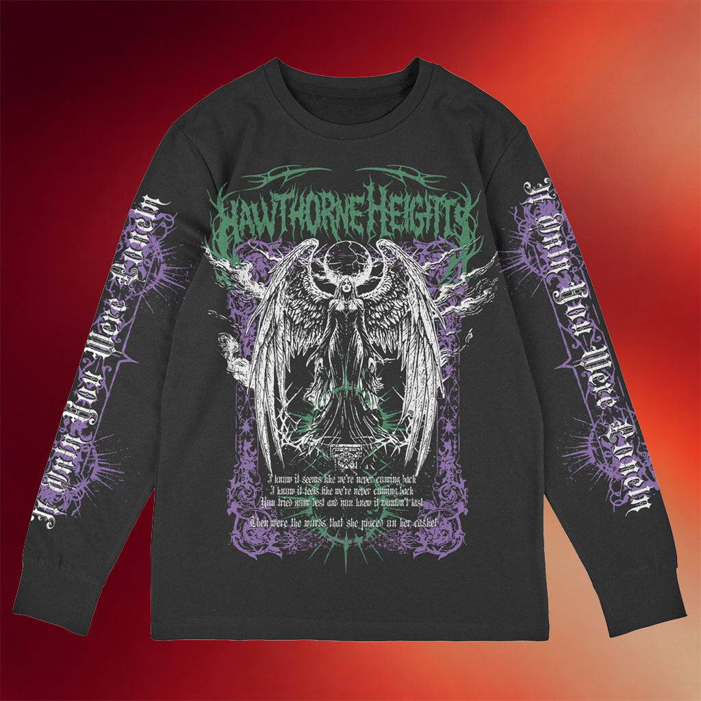 Hawthorne Heights Merch Angel Of Death Long Sleeve T-Shirt Black Gifts For Rock Band Fans