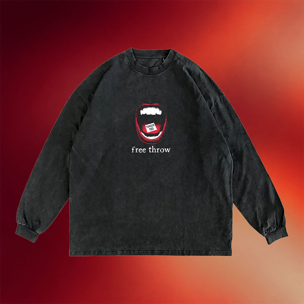 Free Throw Merch 2026 Tongue Tied Wash Long Sleeve T-Shirt Free Throw Shirt Gifts For BFF