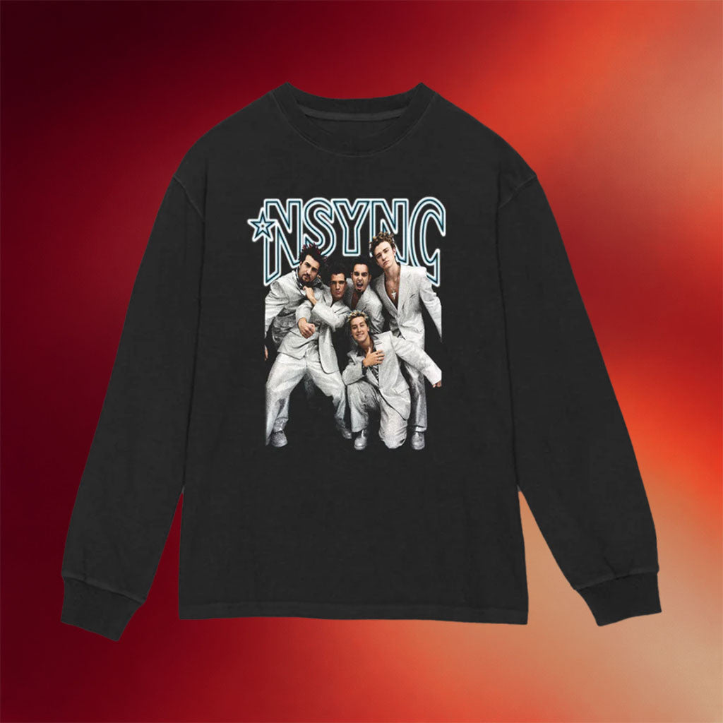 NSYNC Merch 2026 Diamond Rings Black Long Sleeve Shirt Gifts For Music Lovers